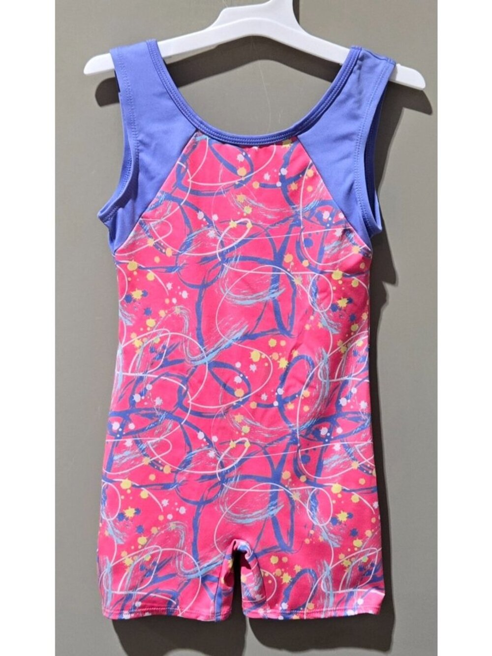 Cat & Jack Pink Scribbles Gymnastics Biketard Leotard w/ Shorts Bottom -- XS 4/5